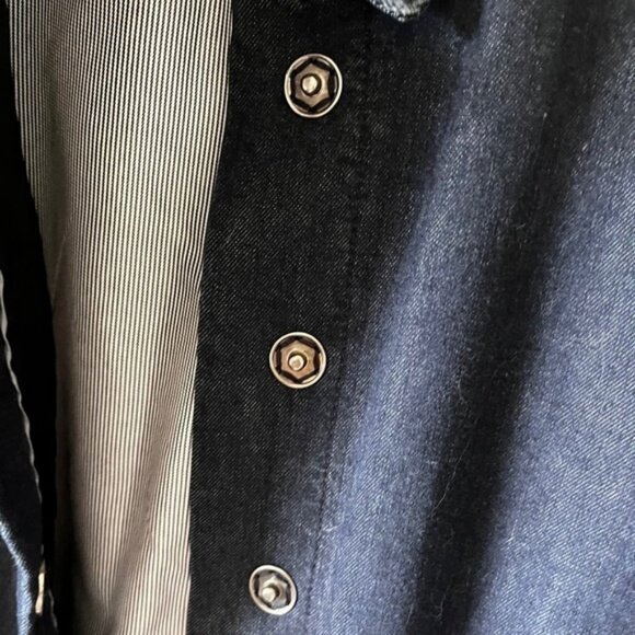 Mexx black cropped snap button front swing denim blazer size 14 - Picture 4 of 8